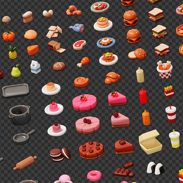 3D blender food assets design by Nicole Blender