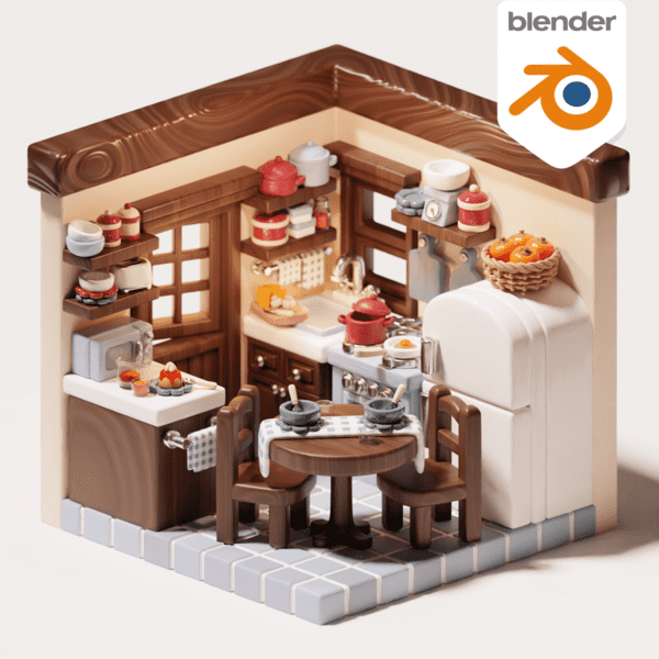 3D blender cozy kitchen design by Nicole Blender