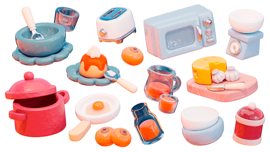 3D blender kitchen assets design by Nicole Blender