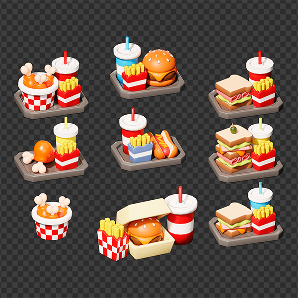 3D blender food assets design by Nicole Blender