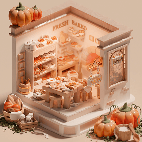 3D blender old bakery design by Nicole Blender